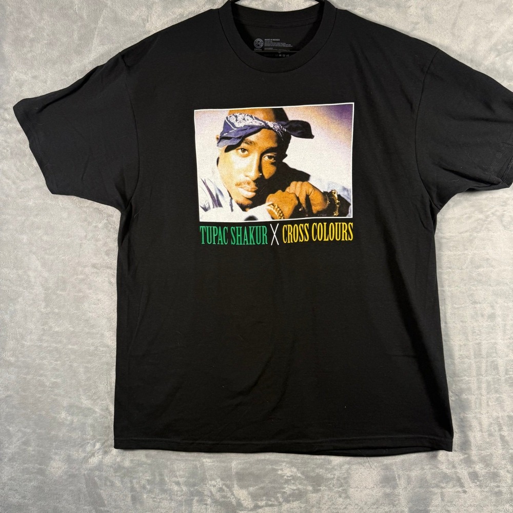Tupac Shakur X Cross Colours Mens XL Black T-Shirt